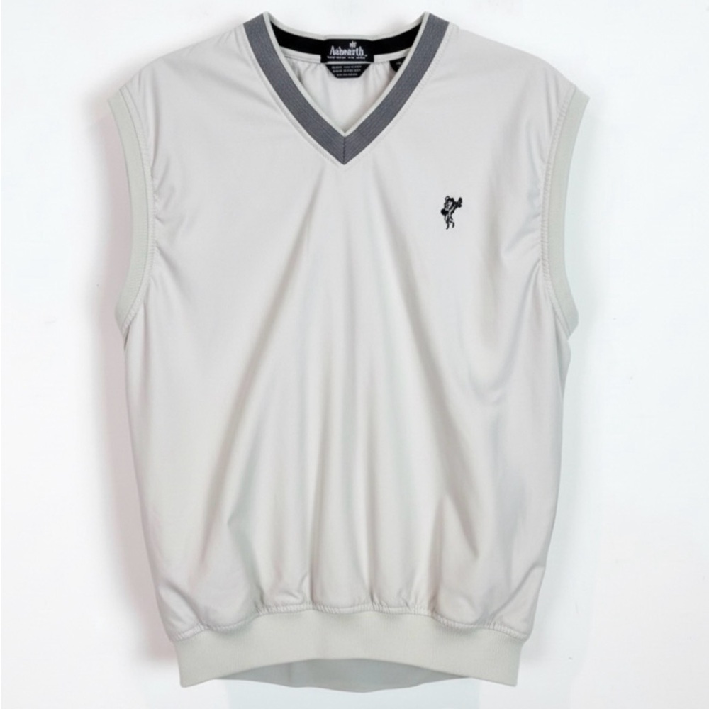 ASHWORTH GRAY TAUPE SLEEVELESS V-NECK VEST FOR GOLF SPORTS MENS LARGE